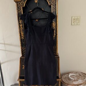 Valentino Black Lace-Shoulder Mini Dress